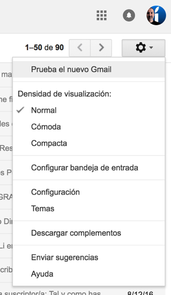 Gmail activar nuevo diseño