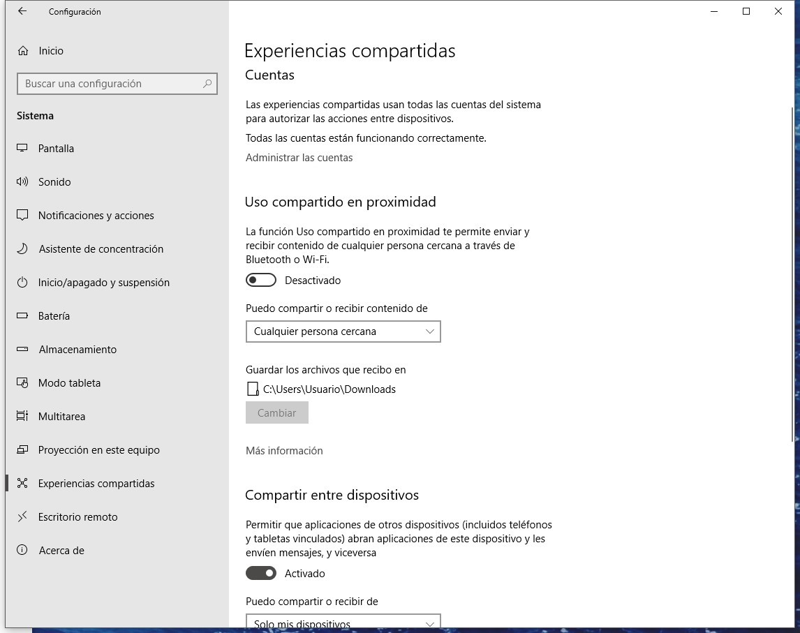 Comparte archivos con dispositivos cercanos