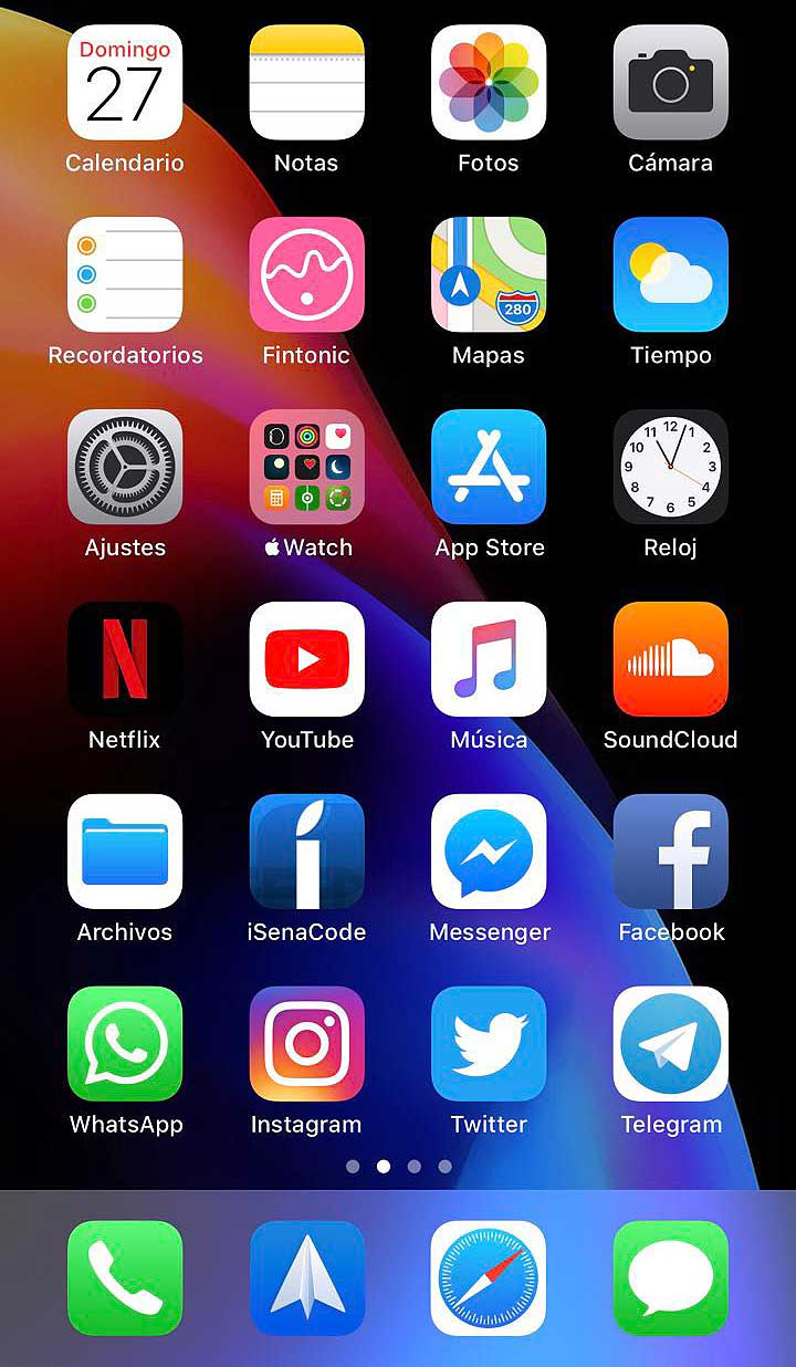 Un iPhone sin globos rojos en la pantalla de inicio