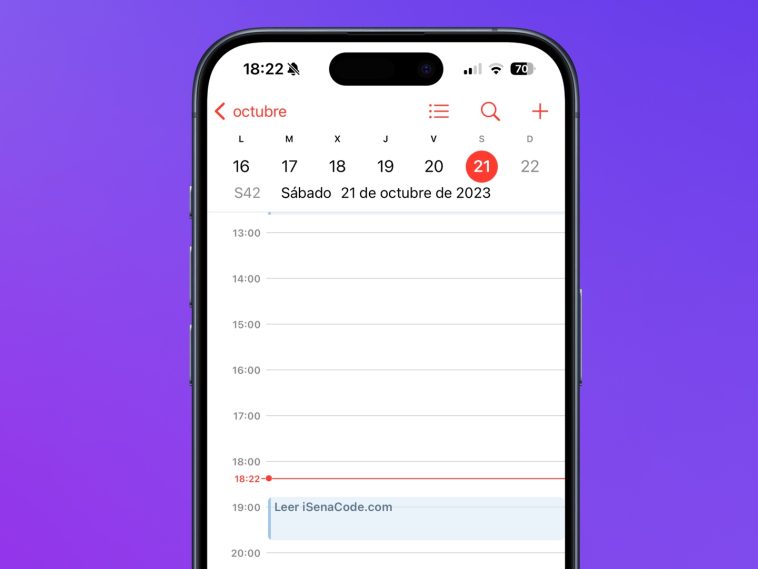 App nativa Calendario en el iPhone