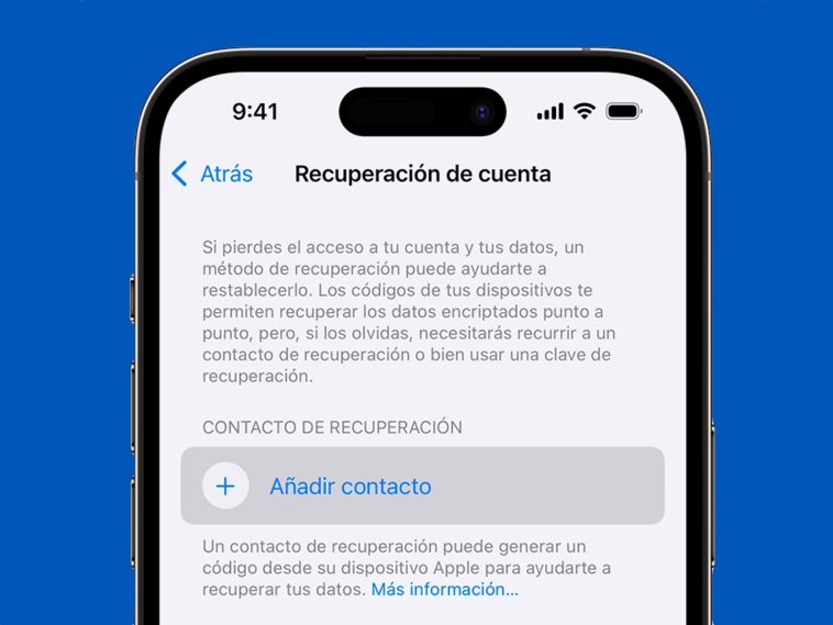 Añadir contacto de recuperación de cuenta