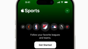 Imagen donde se la parte de arriba de medio iPhone con la app Apple Sports ejecutándose