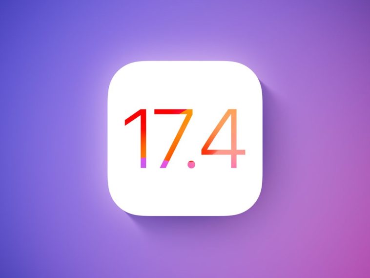imagen donde se ve la versión de iOS & iPadOS 17.4 sobre un fondo blanco