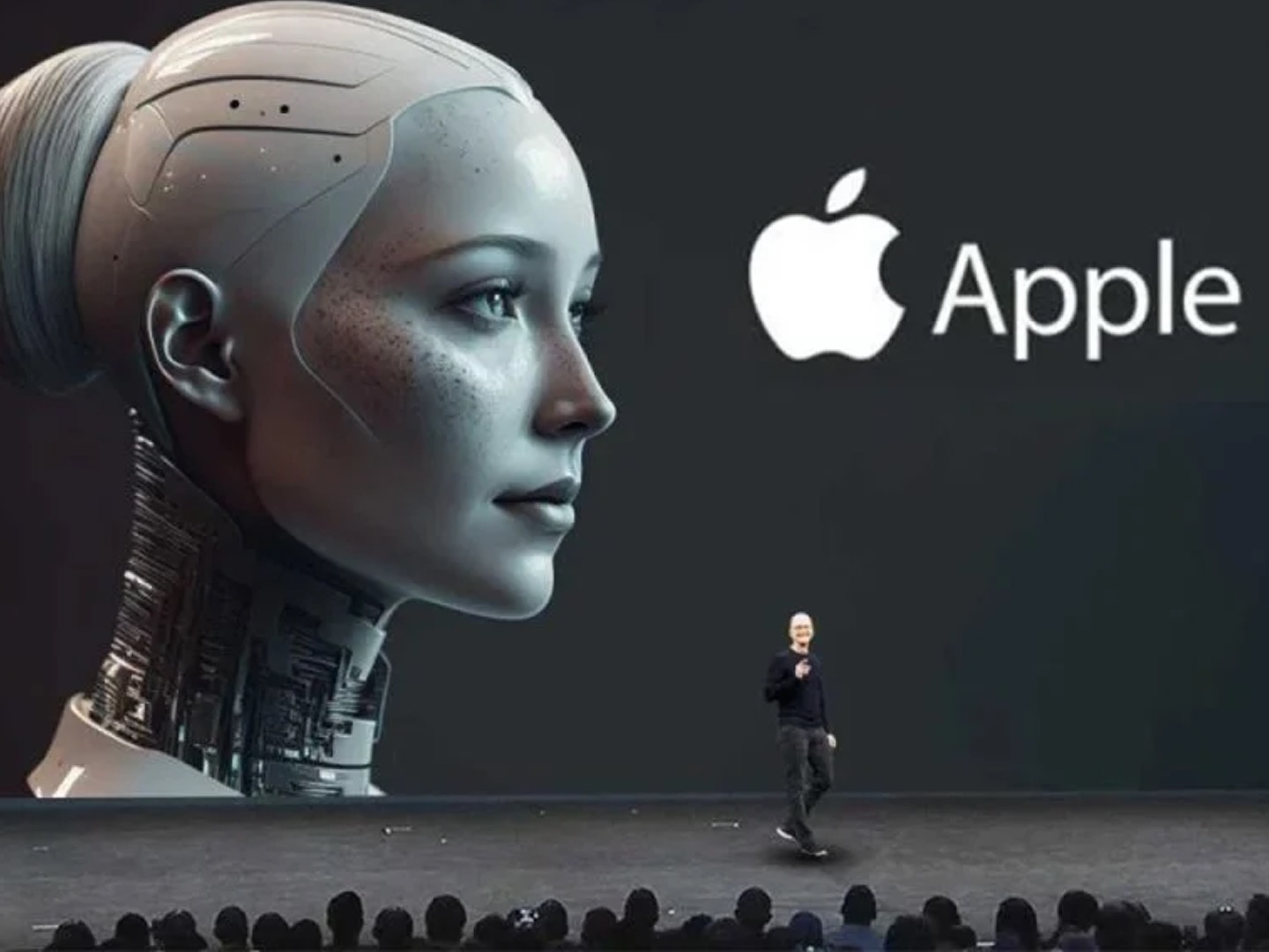 imagen donde se ve una presentación de IA de Apple, por Tim Cook