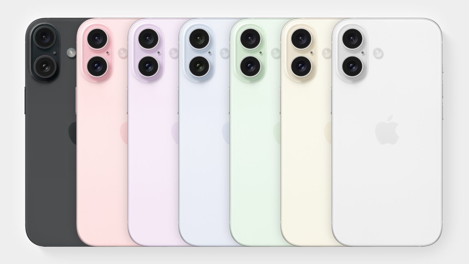 imagen donde se pueden ver los siete colores de los iPhone 16 Plus