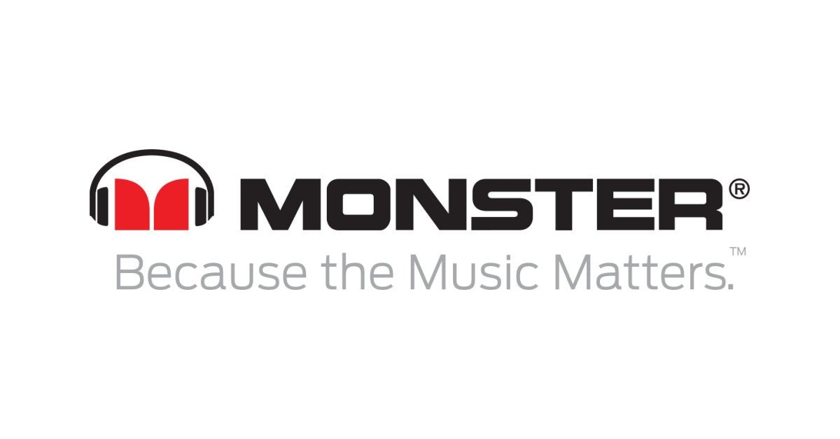 Logotipo de la empresa MONSTER con el lema: Porque la musica importa