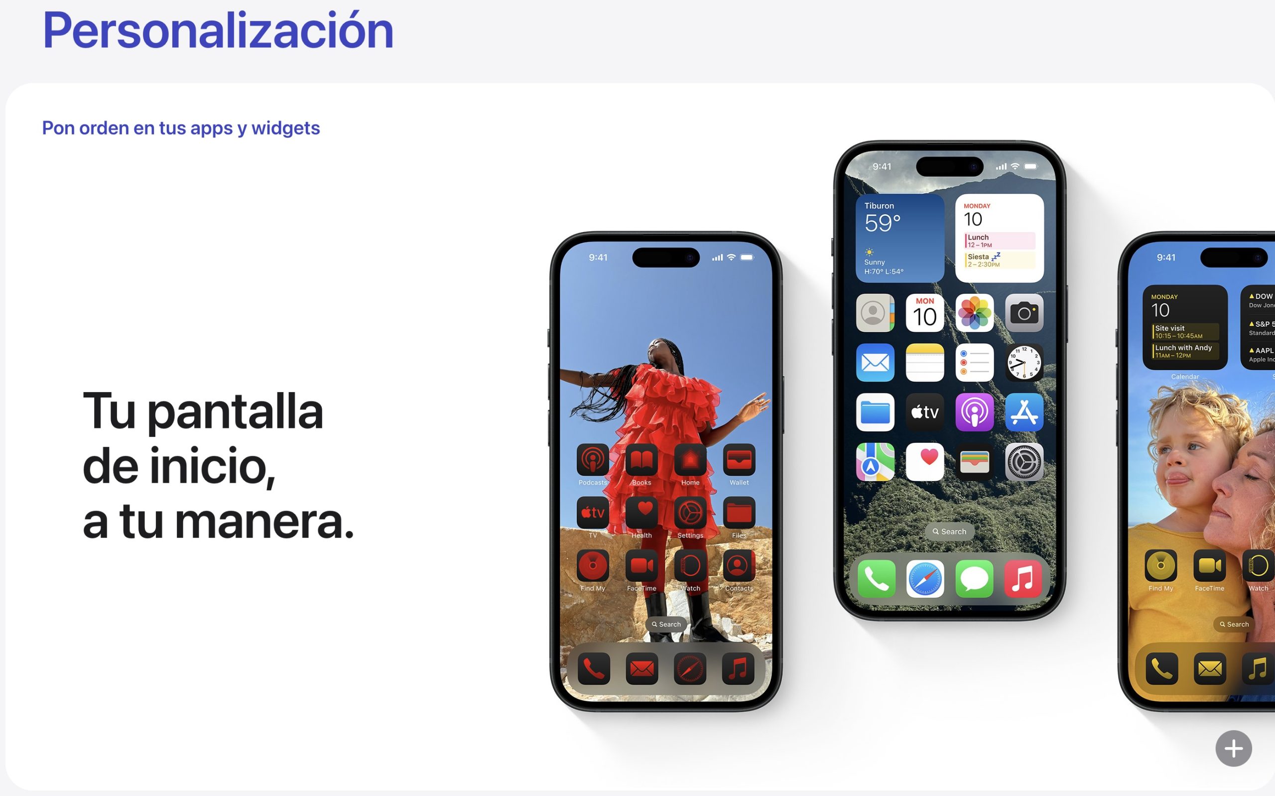 Imagen de promocion de iOS 18 con la Personalización de la pantalla de inicio.