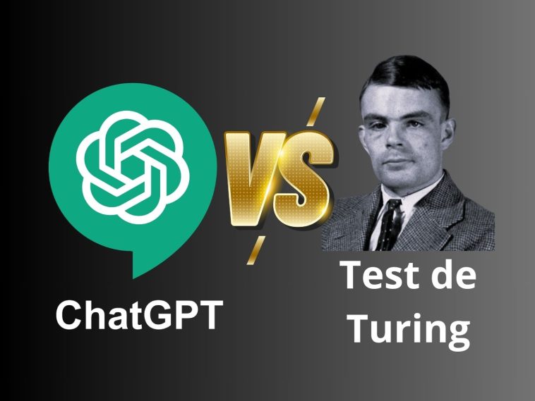 A la izquierda teneos al logo de ChatGPT, en el centro una VS y a la derecha un retrato de Alan Turing