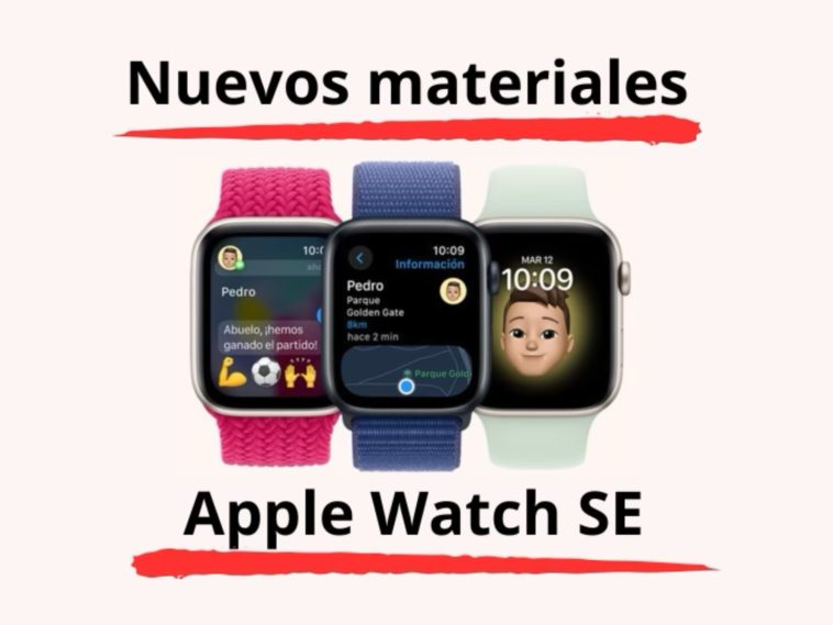 imagen donde se ven 3 Apple Watch SE en diferentes colores