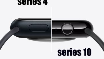 imagen donde se ve una comparativa visual del apple watch series 4 con el tamaño del series 10