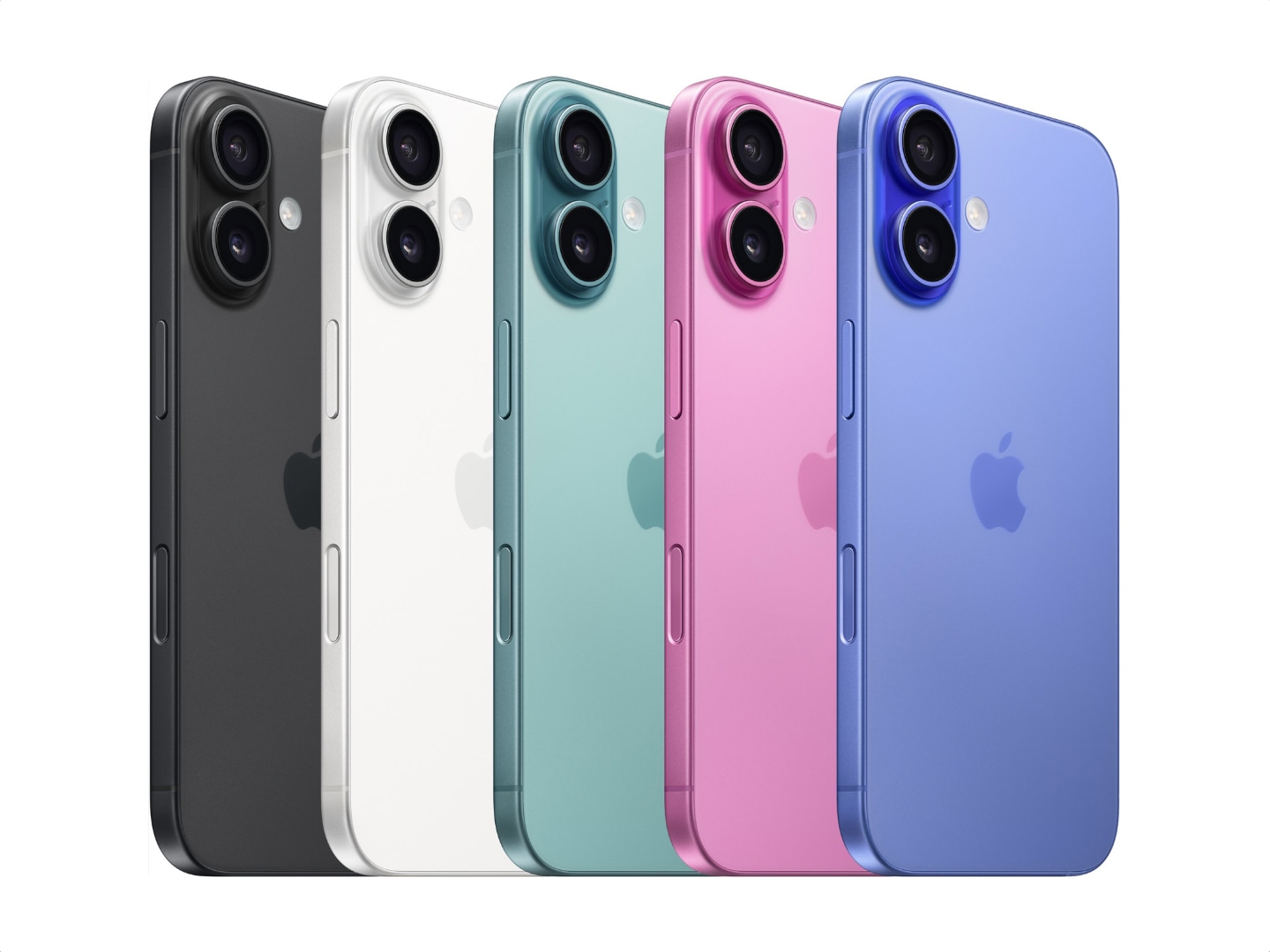 imagen donde se pueden apreciar los nuevos iPhone 16 y sus diferentes tonalidades