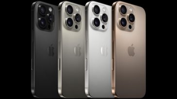 imagen donde se ven los nuevos iPhone 16 Pro, con sus respectivos colores desierto, negro, blanco y natural