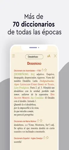 Apartado de diccionarios en la App de la Semana