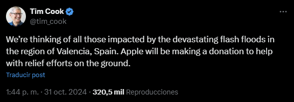 El tweet de TIm Cook.