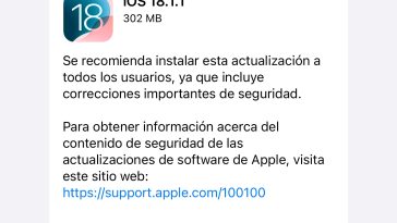 imagen donde se ve la actualización de iOS 18.1.1