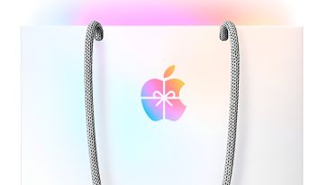 imagen donde se aprecia una bolsa de regalo con el logo de la manzana de Apple