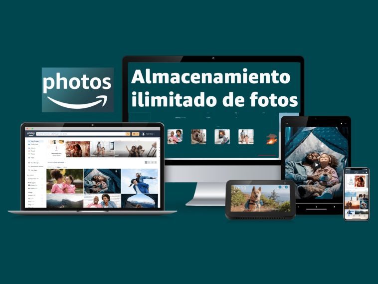 imagen donde se ve amazon fotos en los distintos dispositivos de la manzana