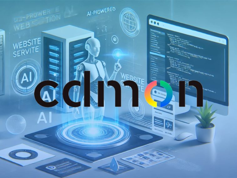 imagen generada por IA donde se ve una inteligencia artificial y el logo de cdmon, proveedor líder de servicios de internet