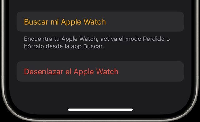 Botón desenlazar del Apple Watch