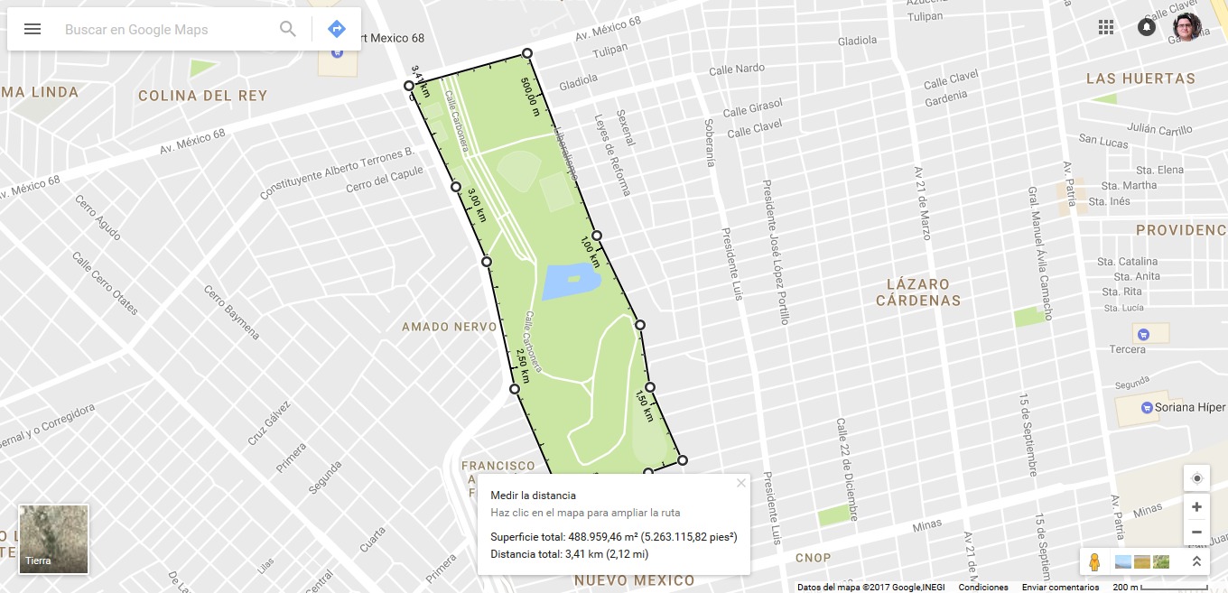 Aquí se aprecia como se mide el área de Central Park