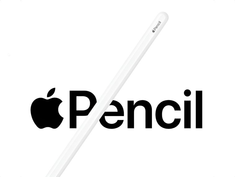 imagen donde se ve un apple pencil blanco y la palabra Pencel precedida del logo de la manzana