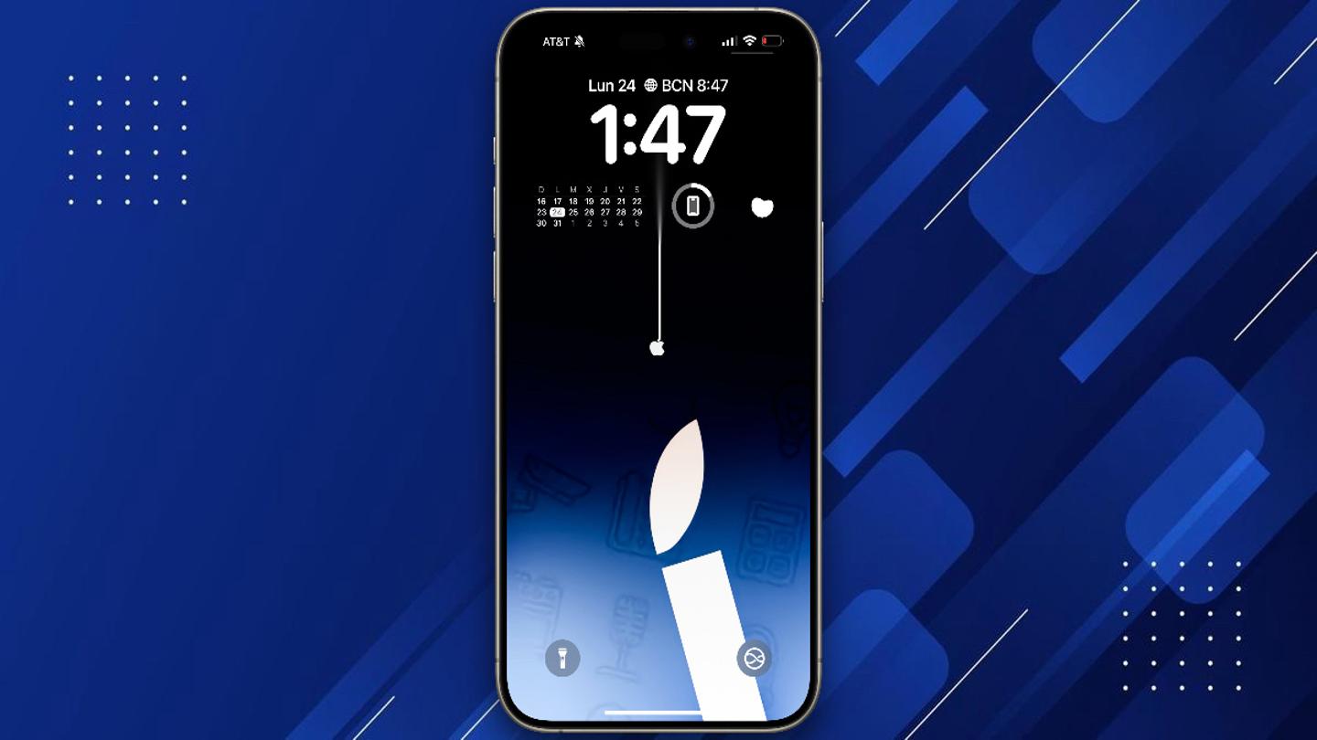 imagen donde sobre un fondo azul se ver un iPhone que podría ser un 16 Pro o Pro Max con un wallpaper especial de iSenaCode