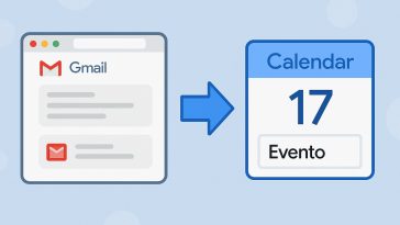 imagen generada por IA donde se ve una simulación de un correo de Gmail web que se convierte en un evento de Calendar