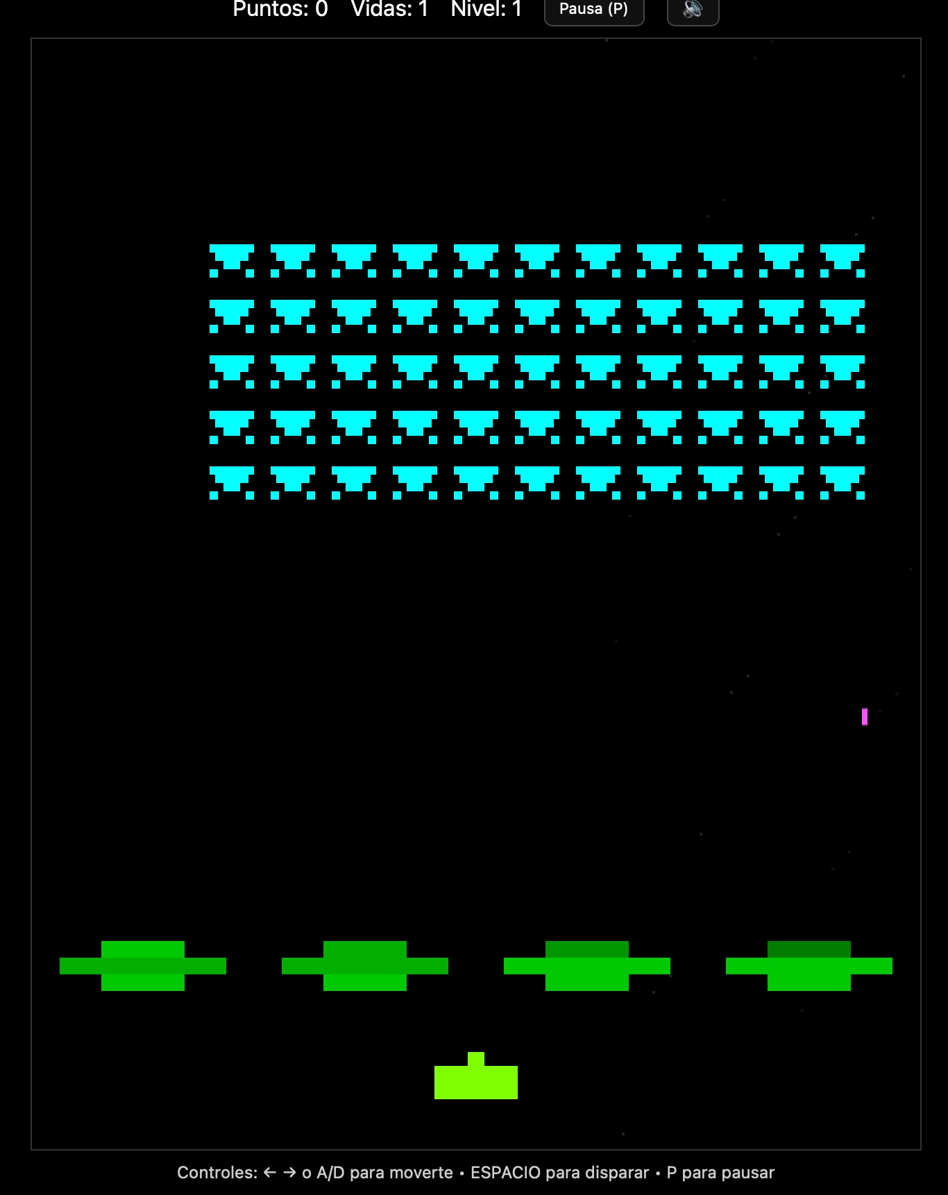 imagen del juego Space Invaders generado por ChatGPT