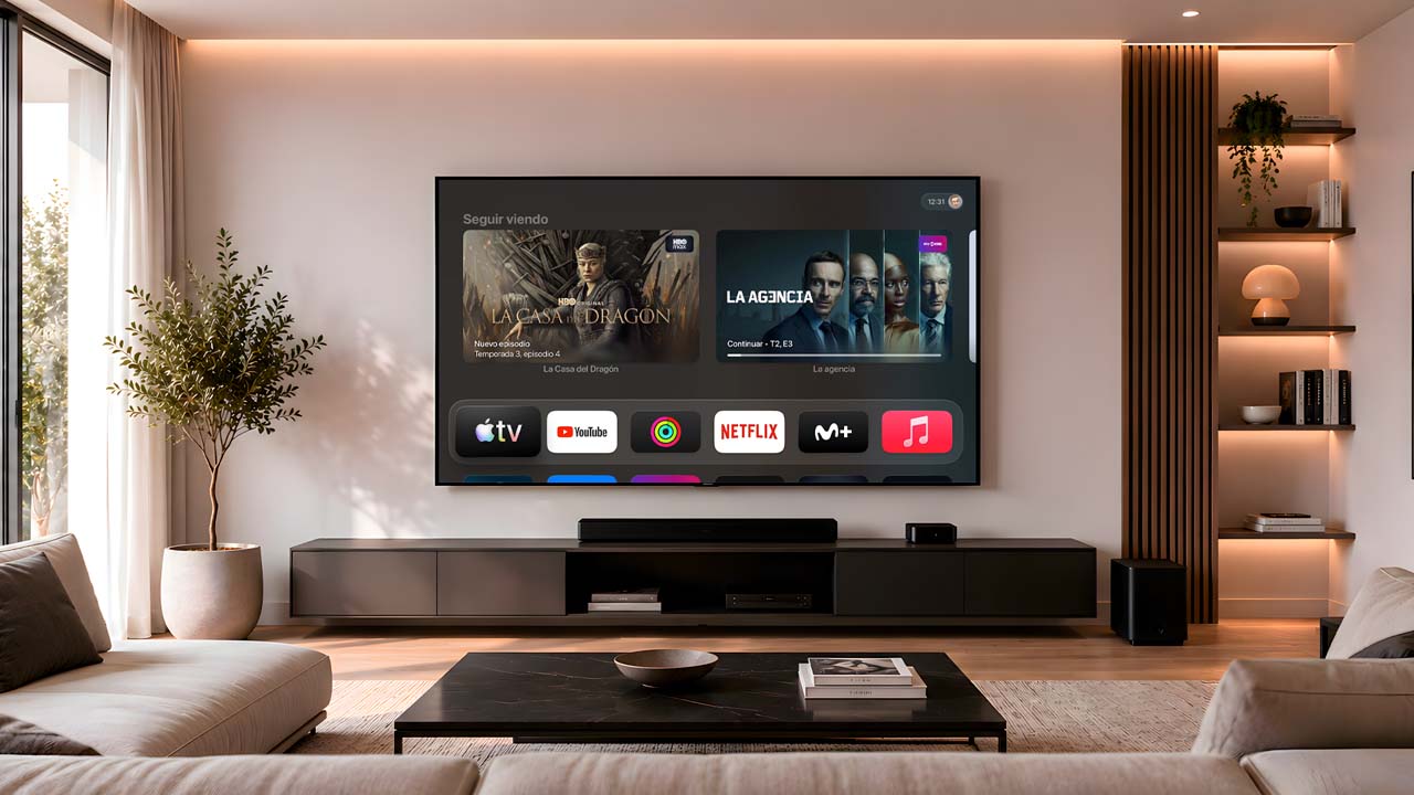Salón moderno con Apple TV
